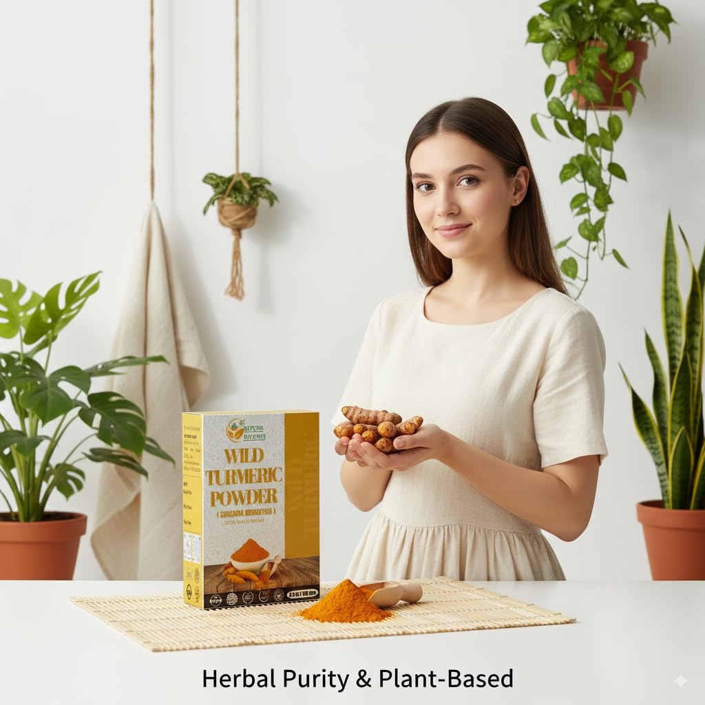 Herbs Botanica Wild Turmeric Powder 100% Pure & Natural Kasturi Haldi for Face, Skin Care & DIY Beauty Natural Face Mask Powder 2 oz