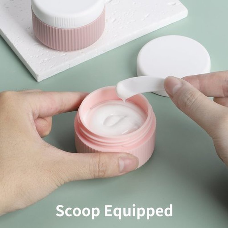 ME.FAN Travel Containers for Toiletries, TSA Approved 1.5 oz Silicone Cream Jars, Leak-proof Travel Size Containers, Travel Accessories with Lid for Cosmetic Face Hand 4 Pack White Lid - Pink