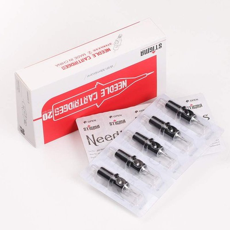 STIGMA #10(21RM) Bugpin Disposable Tattoo Needle Cartridges with Membrane Safety Cartridges for Tattoo Artists Curved/Round Magnum Shader Soft Edge 20Pcs Standard Pack EN05-20-1021RM