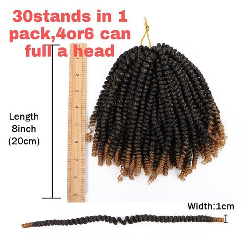 olanyas Spring Twist Hair 8 inches Crochet Hair 27 Braids Synthetic Braiding Hair Extensions Low Temperature Fiber (T27, 8inches)