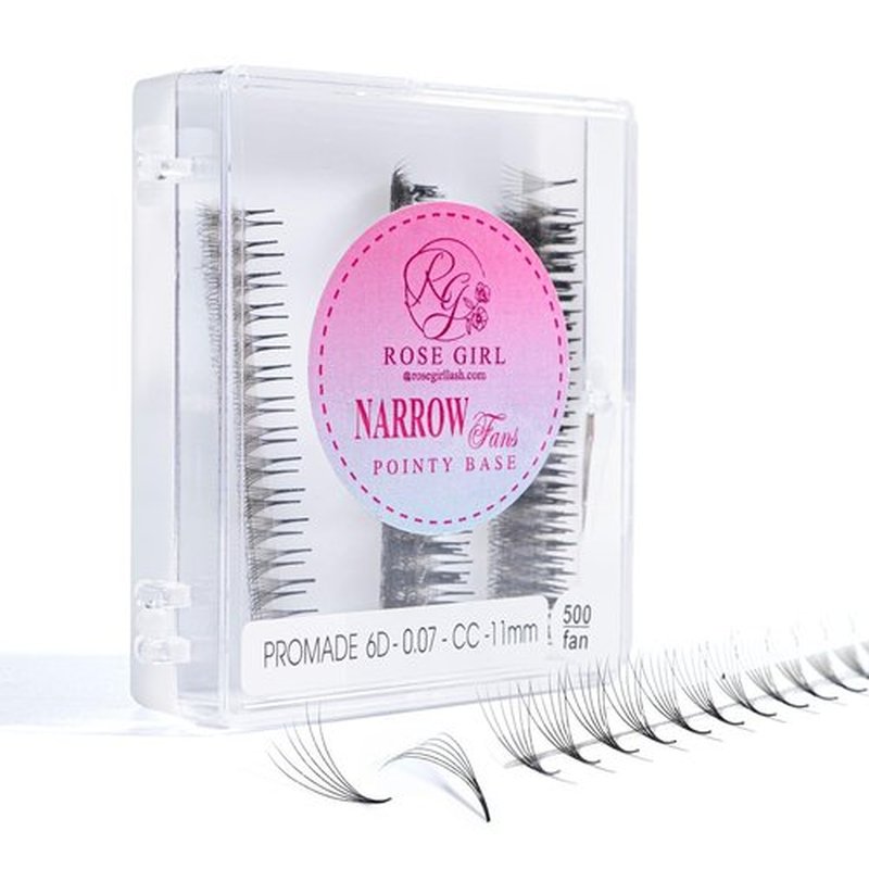 ROSE GIRL 500 Ultra Speed Promade Fans-Natural Look Handmade Volume Eyelash-Narrow Loose Eyelash 3D-16D C CC D Curl-False Lashes Extensions-Thickness 0.03~0.1mm-8~20mm Length(6D-CC-0.07 (8 mm))