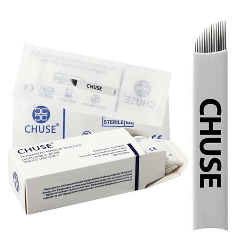 Chuse S14 50pcs Manual Eyebrow Permanent Makeup Needles Tattoo Micro Blade 14 Sloped Needles