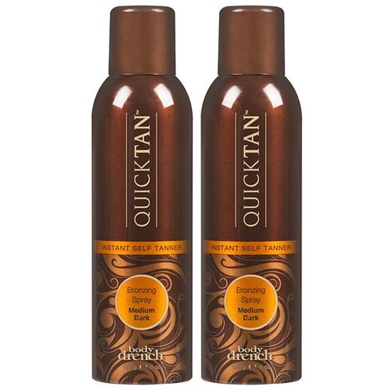 Body Drench QuickTan Instant Self Tanner Bronzing Spray, Salon-Quality Medium/Dark Tan, Streak-Free, All Natural Self Tan, Tinted Formula, 6 oz (2-Pack)