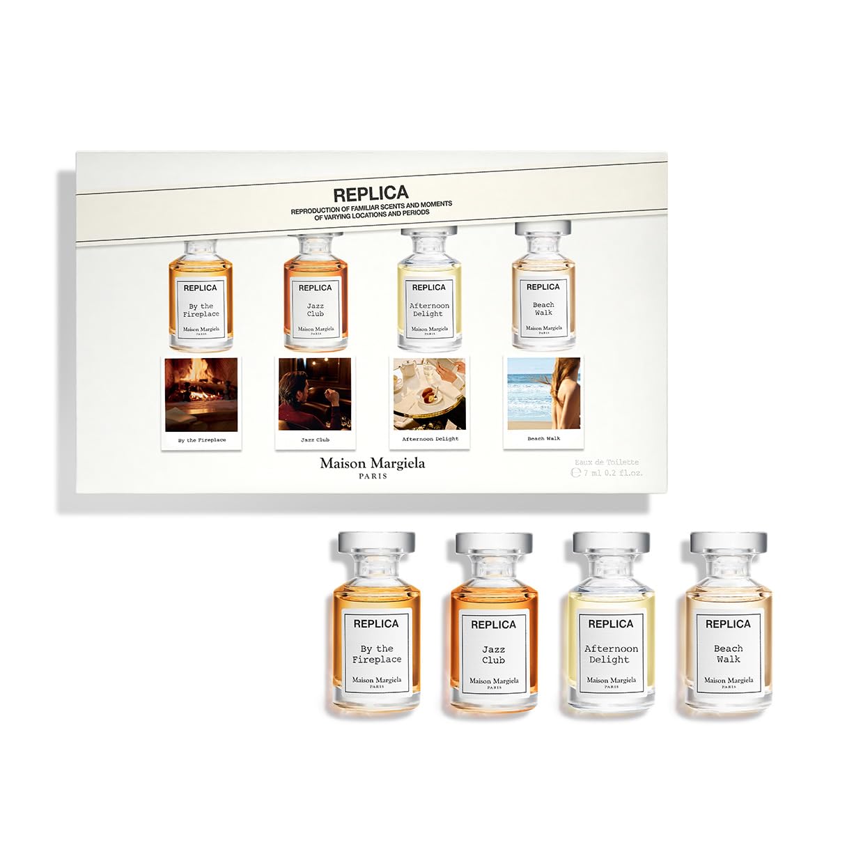 Maison Margiela - Replica - 4-Piece Fragrance Discovery Set - With Beach Walk, Jazz Club, By the Fireplace, & Afternoon Delight - Perfume Samples - 0.24 Fl Oz Each