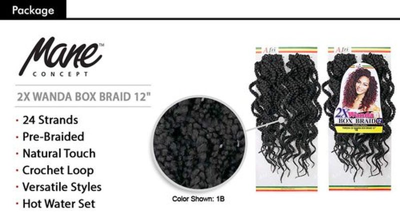 MULTI PACK DEALS! Mane Concept Synthetic Hair Crochet Braids 2X Wanda Box Braid 12" (3-PACK, 1)
