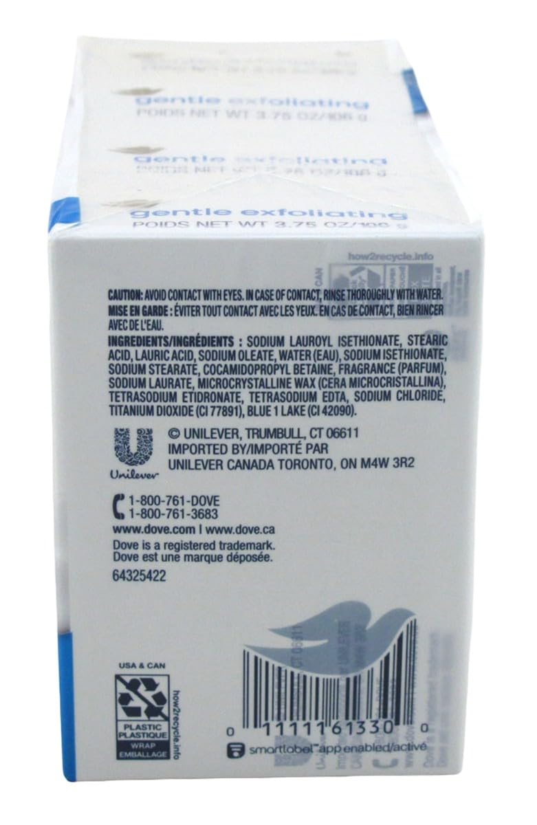 Dove Beauty Bar for Softer Skin Gentle Exfoliating More Moisturizing Than Bar Soap 4 oz 4 Bars