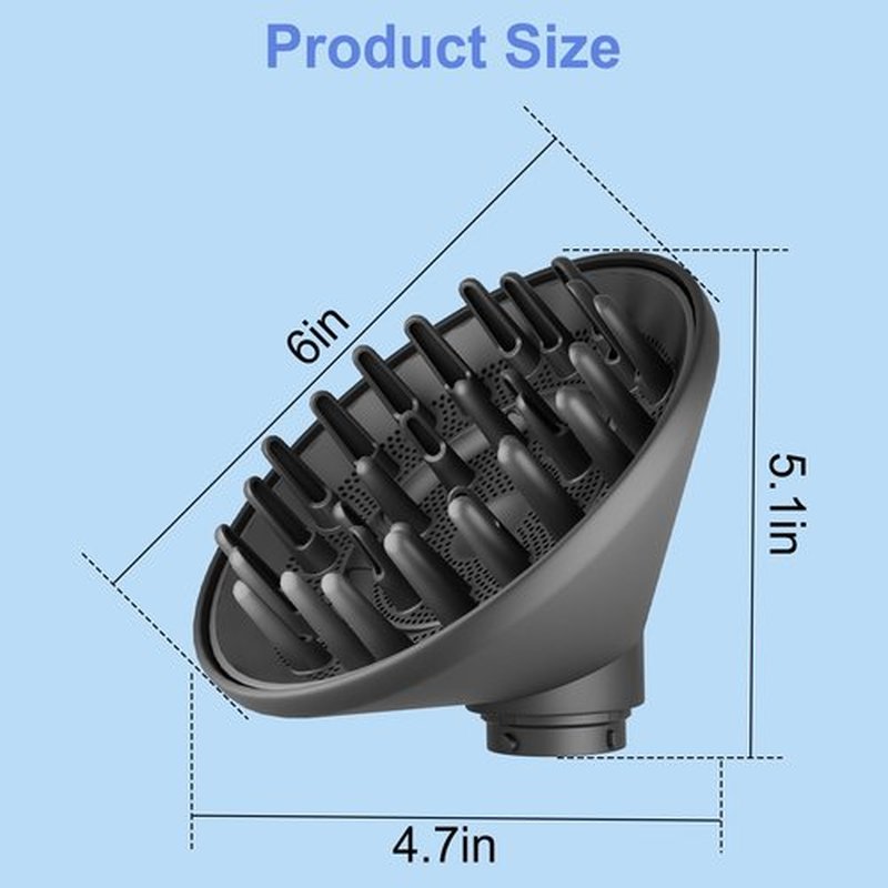 ZEPHBLOW Large Hair Diffuser Attachment for Dyson Airwrap, Upgraded 6-Inch Diffuser Nozzle Compatible with Airwrap Styler, Diffuser Attachment for Airwrap HS01/HS05,Grey