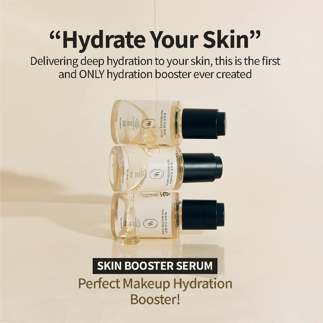HEVEBLUE Black Yuja Bean Skin Booster Serum - Moisturizing, Sensitive Skin, Korean Skincare, Hypoallergenic, Deep Hydration, Vegan, Oil-free, Makeup Adherence, Inner Dryness, K-Beauty