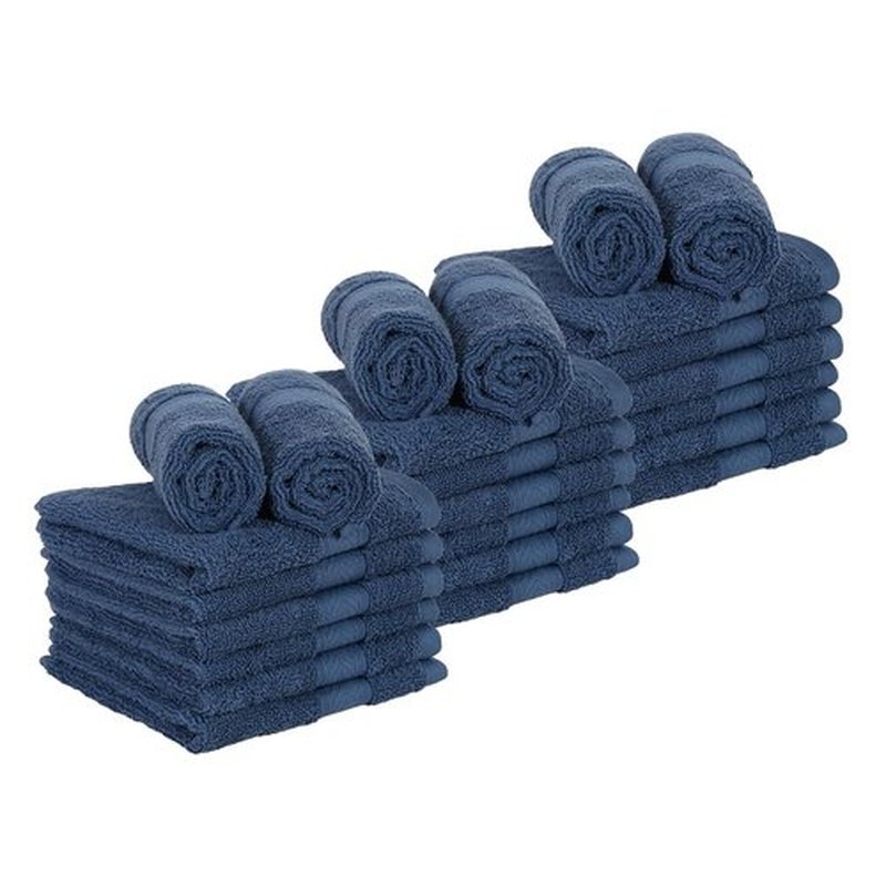 Casa Lino 24 Pack Wash Cloths Set, (12" X12) 100% Cotton wash Cloths, wash Cloths for Your face and Body, Highly Absorbent & fingertip Soft wash Cloths for Your face and Body, Cobalt
