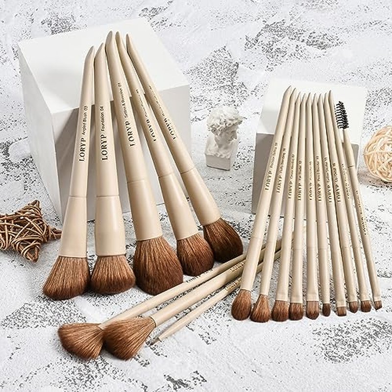 LORYP Black Makeup Brushes Set 21Pcs Powder Blush Foundation Concealer Highlighter Brush Vegan Pro Face and Eye Brush Kit