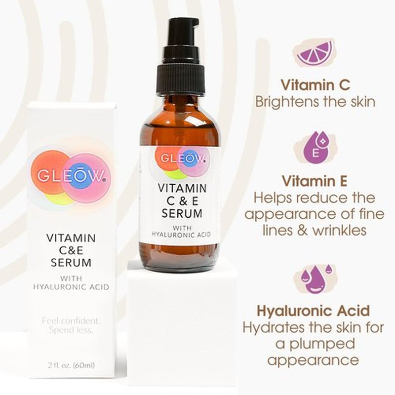 GLEOW Vitamin C Face Serum, Vitamin C Serum for Face with Hyaluronic Acid, Vitamin C for Face, Hydrating Serum for Face, Skin Brightening Serum 2oz
