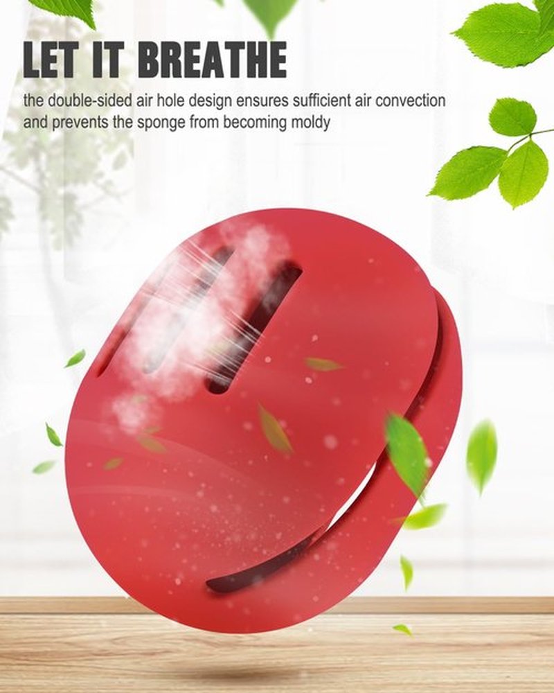 FERYES Makeup Sponge Holder – Shatterproof Eco-Friendly Silicone Beauty Make Up Blender Case for Travel - Red