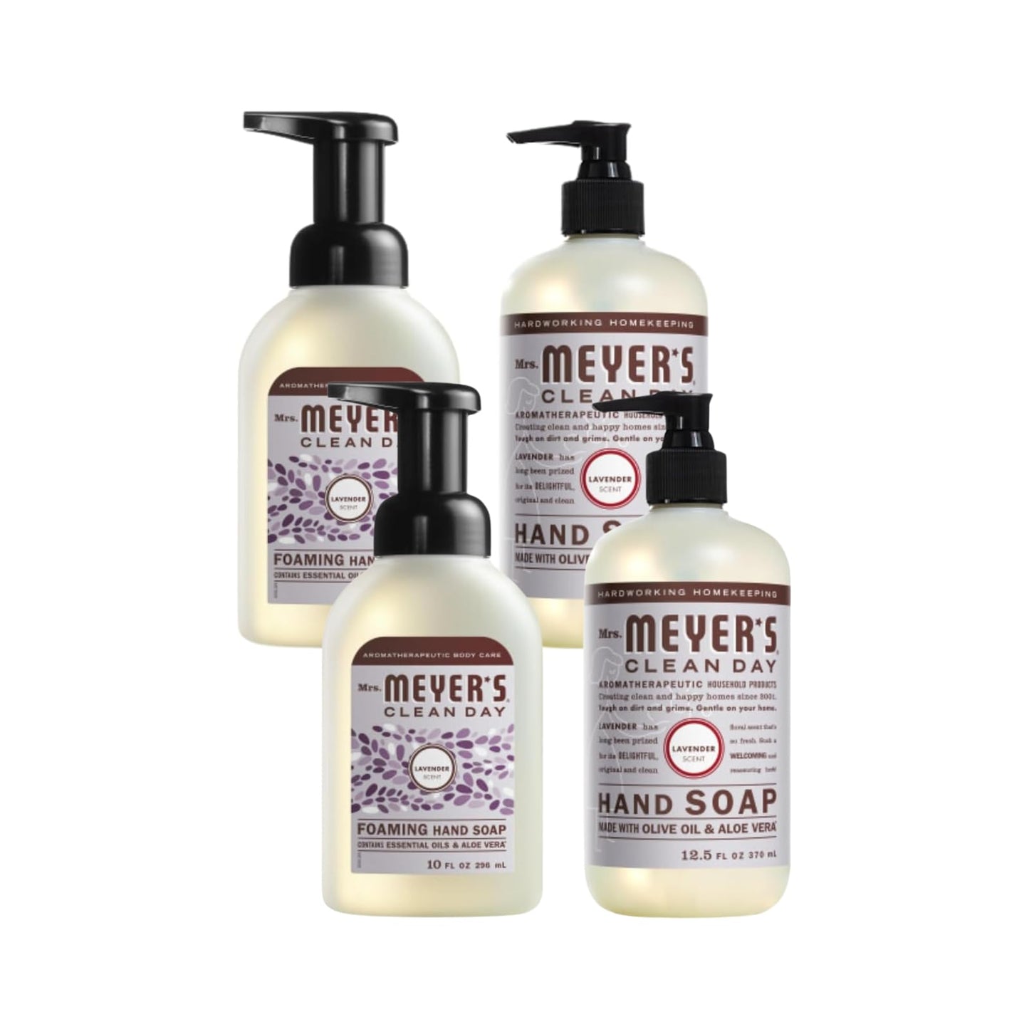 Mrs. MEYER'S Clean Day Variety Pack, Liquid Hand Soap Rosemary 12.5 OZ, Foaming Hand Soap Lavender 10 OZ, 1 CT