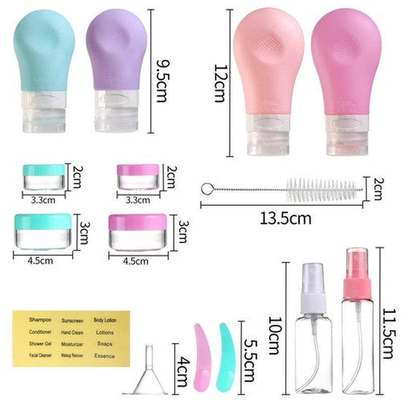 Gemice 16 Pack Travel Bottles Set for Toiletries, TSA Approved Travel Size Containers Leak Proof Silicone Squeezable Travel Accessories 2oz 3oz for Shampoo Conditioner Lotion Body Wash