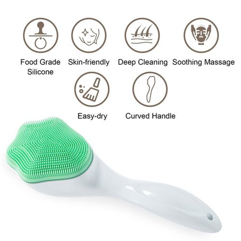 Beomeen Silicone Face Scrubber Exfoliating Brush, 2 Pack Manual Handheld Facial Cleansing Brush Blackhead Scrubber, Soft Bristles Waterproof for Face Skincare (Green,Black White)