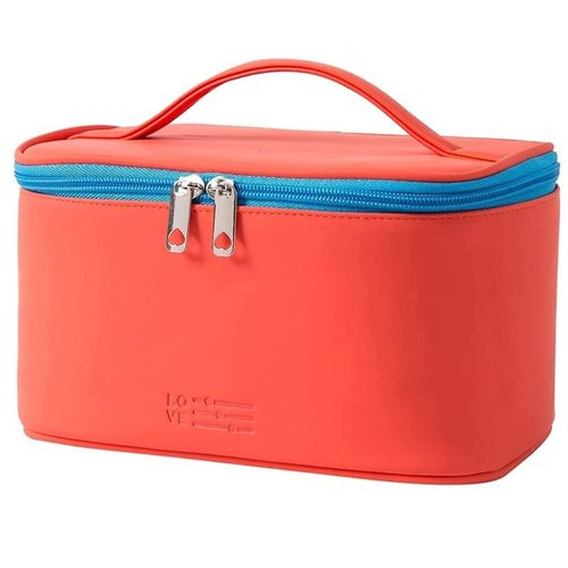 Meiyuuo Medium Makeup Bag Portable Cosmetic Bags for Women Small Zipper Pouch Make Up Organizer Waterproof (Red)