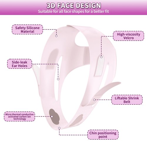 Upgrated V-silicone Face Lift Tape Face Strap,Soft Silicone Chin Strap for Women 23-27 Inches,Double Chin Reducer,Chin Strap For Sleeping (Skin)
