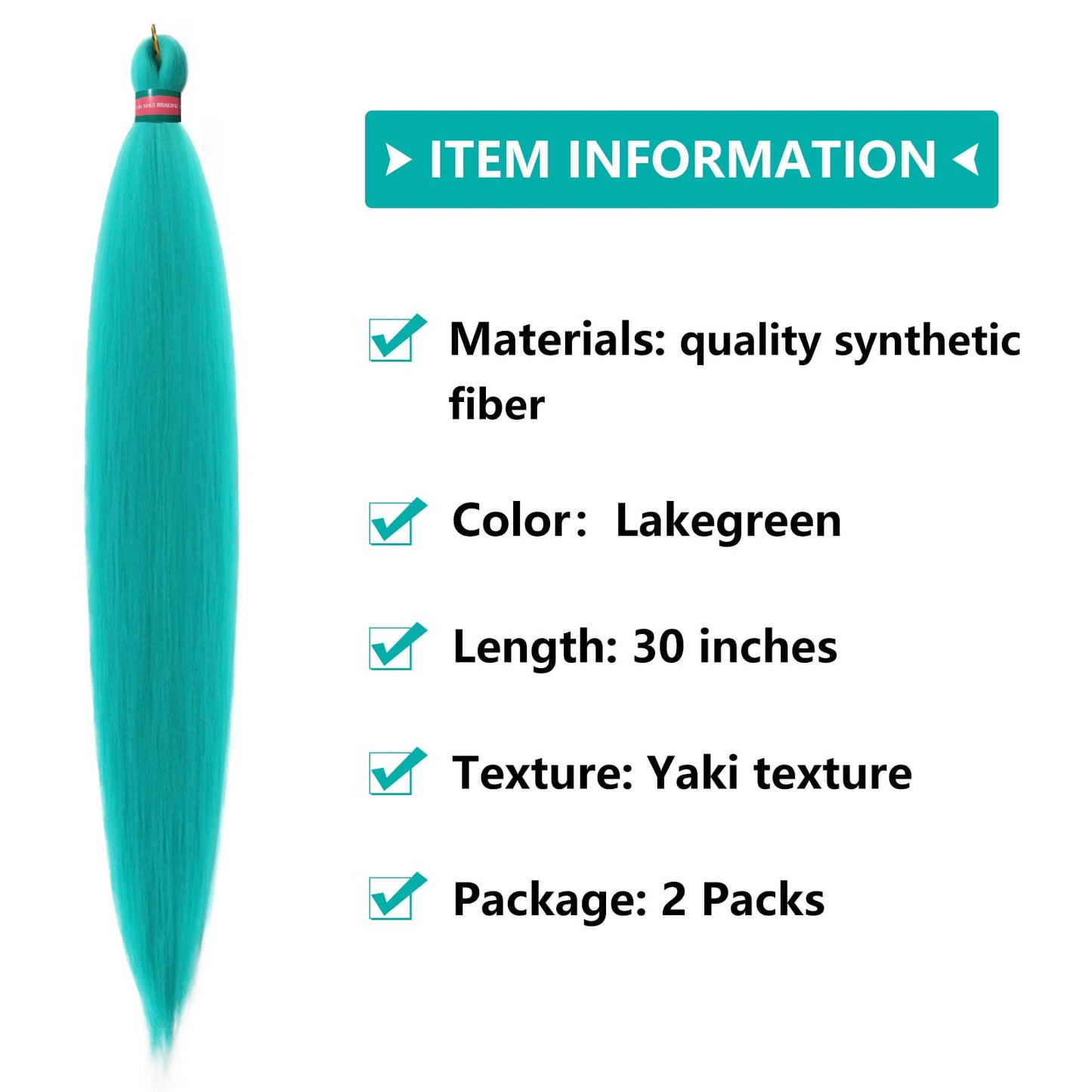 RUN SHUI Lake Green Pre stretched Braiding Hair 2 Packs Pre feathered Braid Hair Extensions 30 Inches Hair Braids