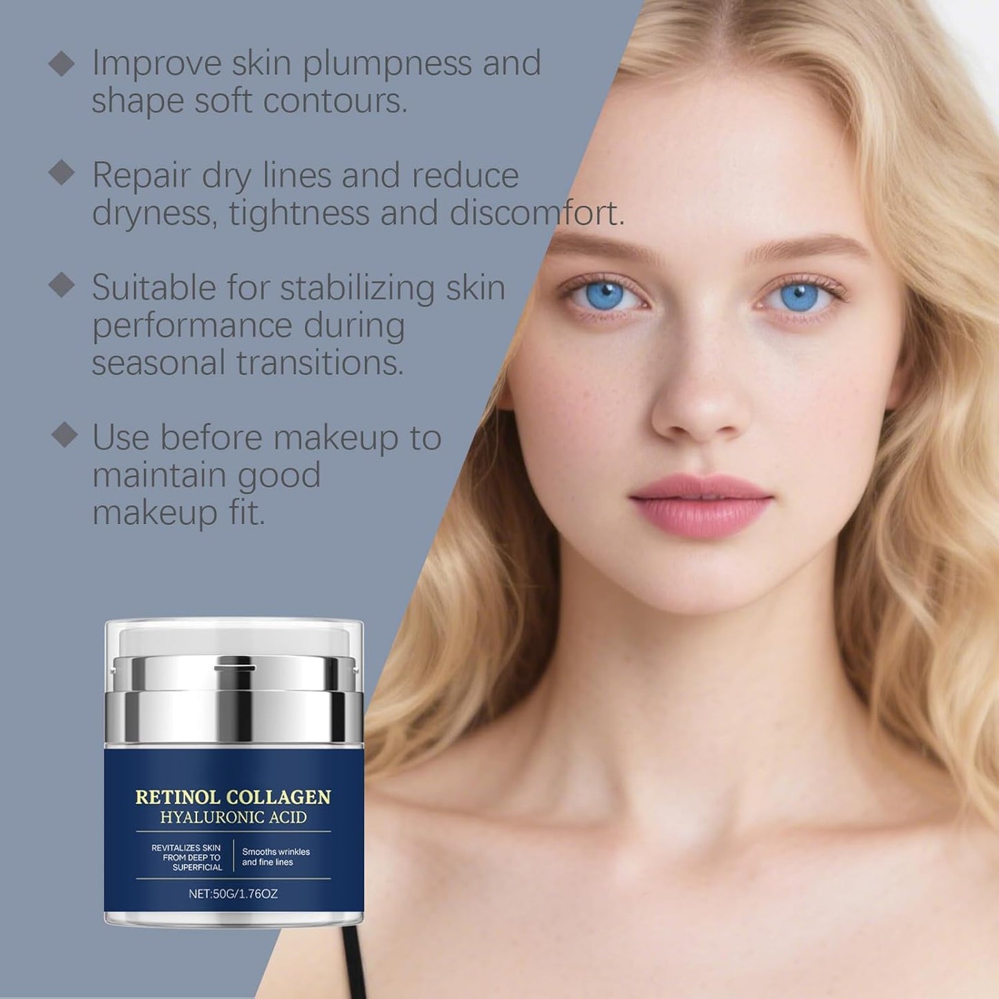 Retinol Face Cream, Collagen Neck Cream for Firming and Lifting, Anti-Wrinkle and Fine Line Reduction, Suitable for Men and Women, Renew and Protect Your Skin 1.76oz