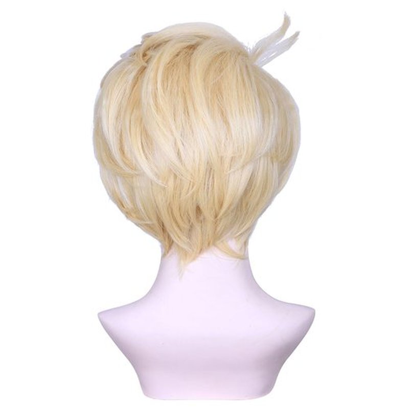 FantaLook Short Blonde with White Cosplay Wig for Men Halloween Costume