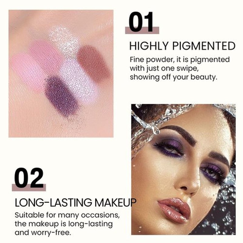 6 Colors Mini Naked Eyeshadow Makeup Palette, Neutral Nude Eye Shadow, Pink&Purple& Brown Matte Make Up Pallet with Mirror Highly Pigmented Long Lasting Waterproof Travel Size Gift Kit (Purple)