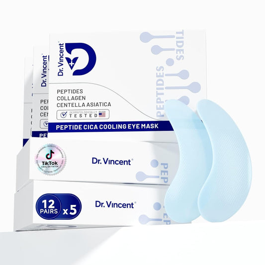 Peptide Cooling Under Eye Patches - Soothing Mask for Dark Circles & Puffiness | 60 Pairs with Glacial Water