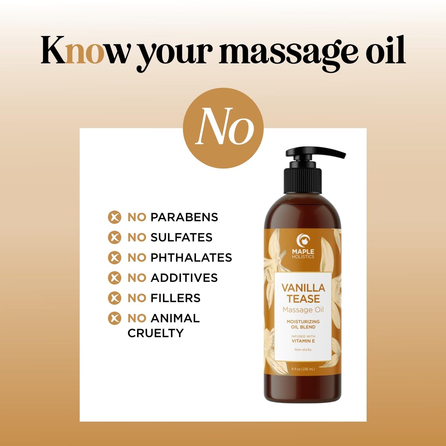 Vanilla Sensual Massage Oil for Couples - Irresistible Full Body Massage Oil for Date Night with Smooth Gliding Coconut and Sweet Almond Oil with Dreamy Vanilla Scent - Non GMO Gluten Free and Vegan