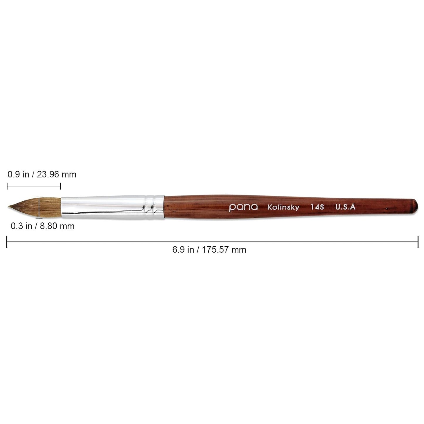 pana USA Acrylic Nail Brush100% Pure Kolinsky Hair New Teal Wood Handle with Silver Ferrule Oval Crimped Shaped Style (Size # 10)