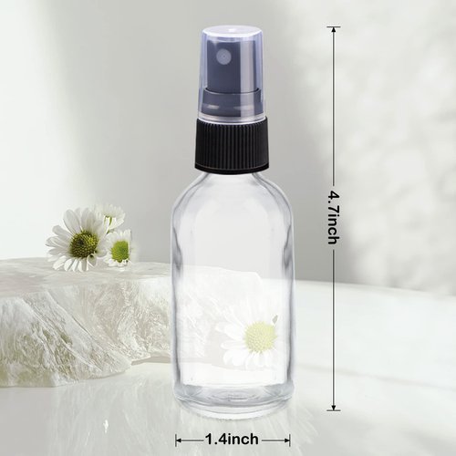 Wedama Mini Spray Bottles 2 oz, Amber Glass Spray Bottles, Empty Small Spray Bottles with Funnel Dropper, Fine Mist for Hair, Travel, Plants, Cleaning Solutions and Skin Care (4 Pack)