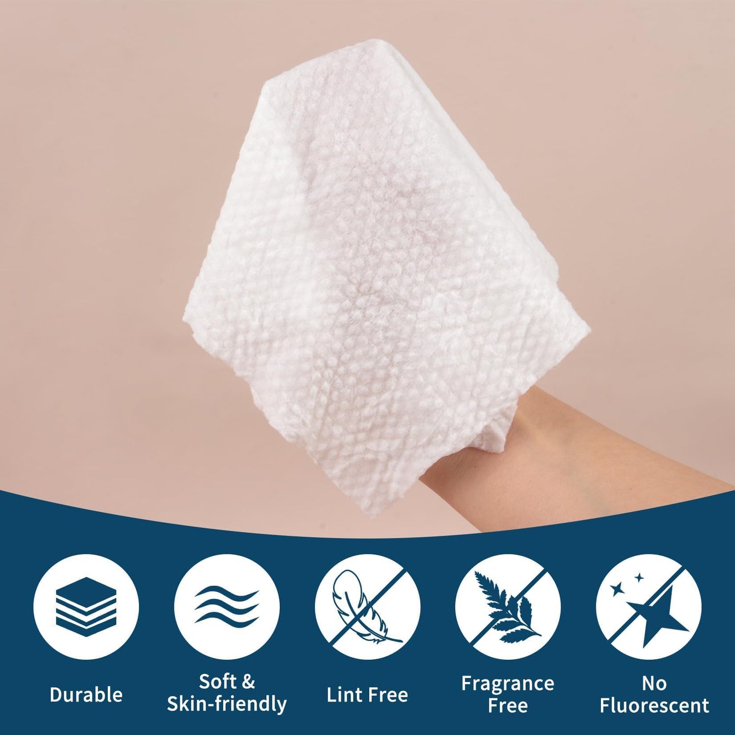 Individual Wrapped Disposable Face Towel - RAQEHO 50PCS (25 PK) Clean Dry Wipes Lint Free Face Towelettes Facial Washcloths Salon Makeup Cleansing Towels for Travel Camping Facial Make up Removal