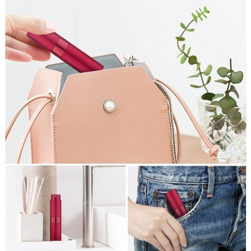 Lisapack 8ML Atomizer Perfume Spray Bottle for Travel, Empty Refillable Cologne Dispenser, Portable Sprayer (Wine Red)