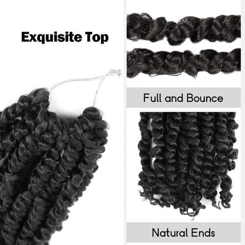 WUDAS Short Passion Twist Hair 6 Inch Pre-twisted Passion Twists Crochet Hair Off Black Pre-looped Synthetic Crochet Braids (7 Packs,2#)