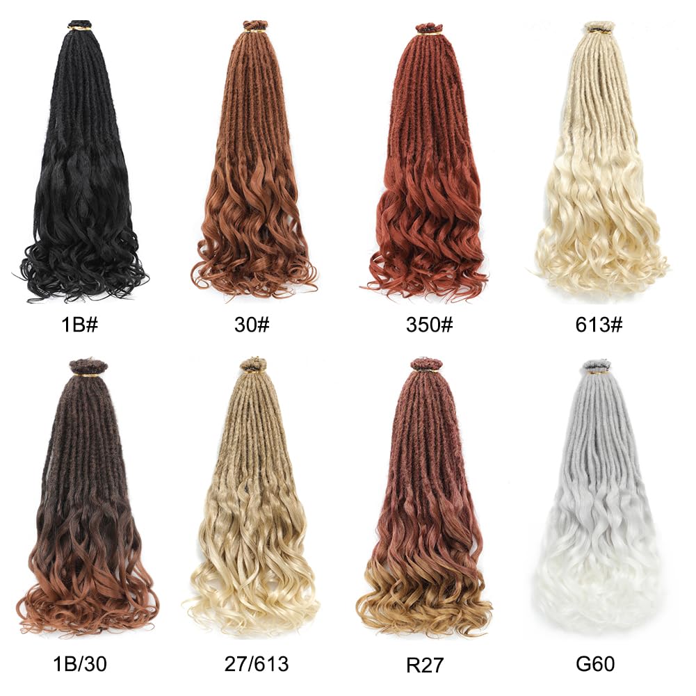Aguacor Loose Wave Dreadlocks Synthetic French Curly Single Ended Dreadlock Extensions 24inches 10 Strands Thin Soft Spanish Curly SE Dreadlock Extensions for Women (10 Strands, 613#)