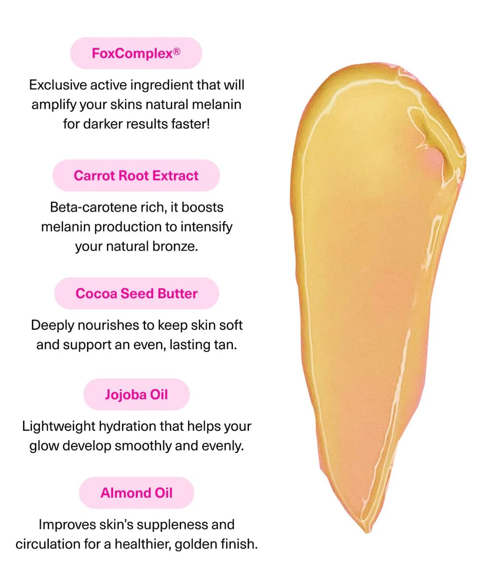 The Fox Tan Fragrance-Free Rapid Tanning Elixir, Tanning Accelerator Lotion For Darker & Faster Tans, Flawless Tans, Vegan & Cruelty-Free, 120mL