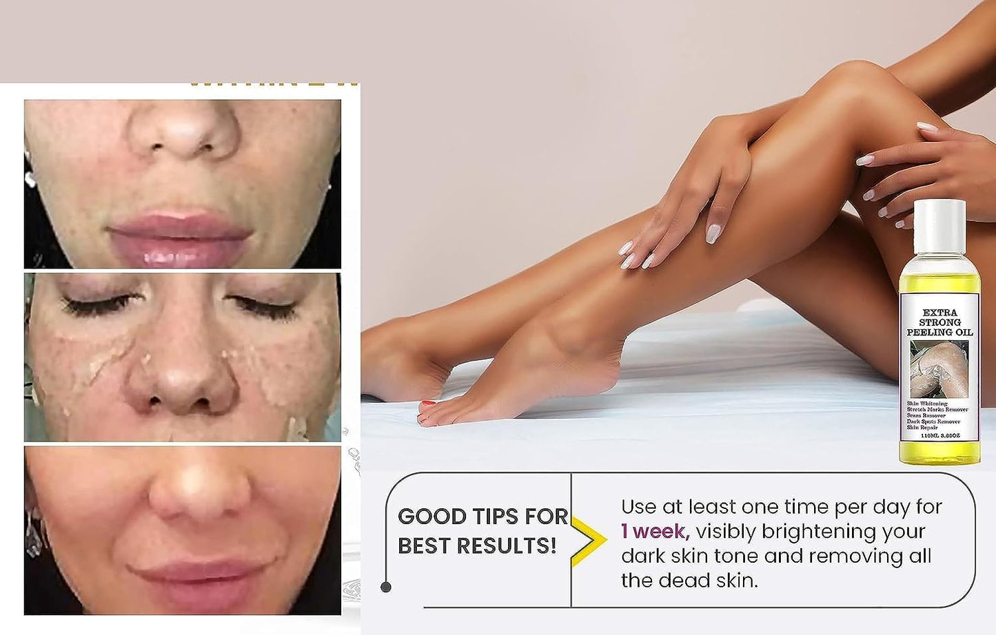 Yellow Peeling Oil, Peeling Oil for Dark Skin