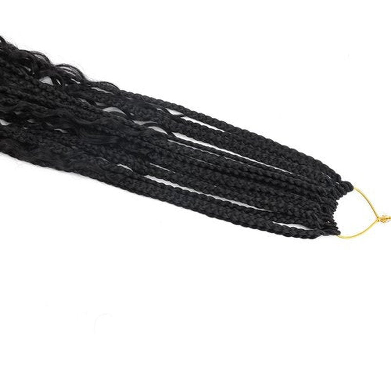 Goddess Box Braids Crochet Hair 18 Inch,8 Packs Box Braids Crochet Hair for Women,Boho Box Braids Curly Ends Pre-looped,Synthetic Bohemian Crochet Box Braids hair 1b