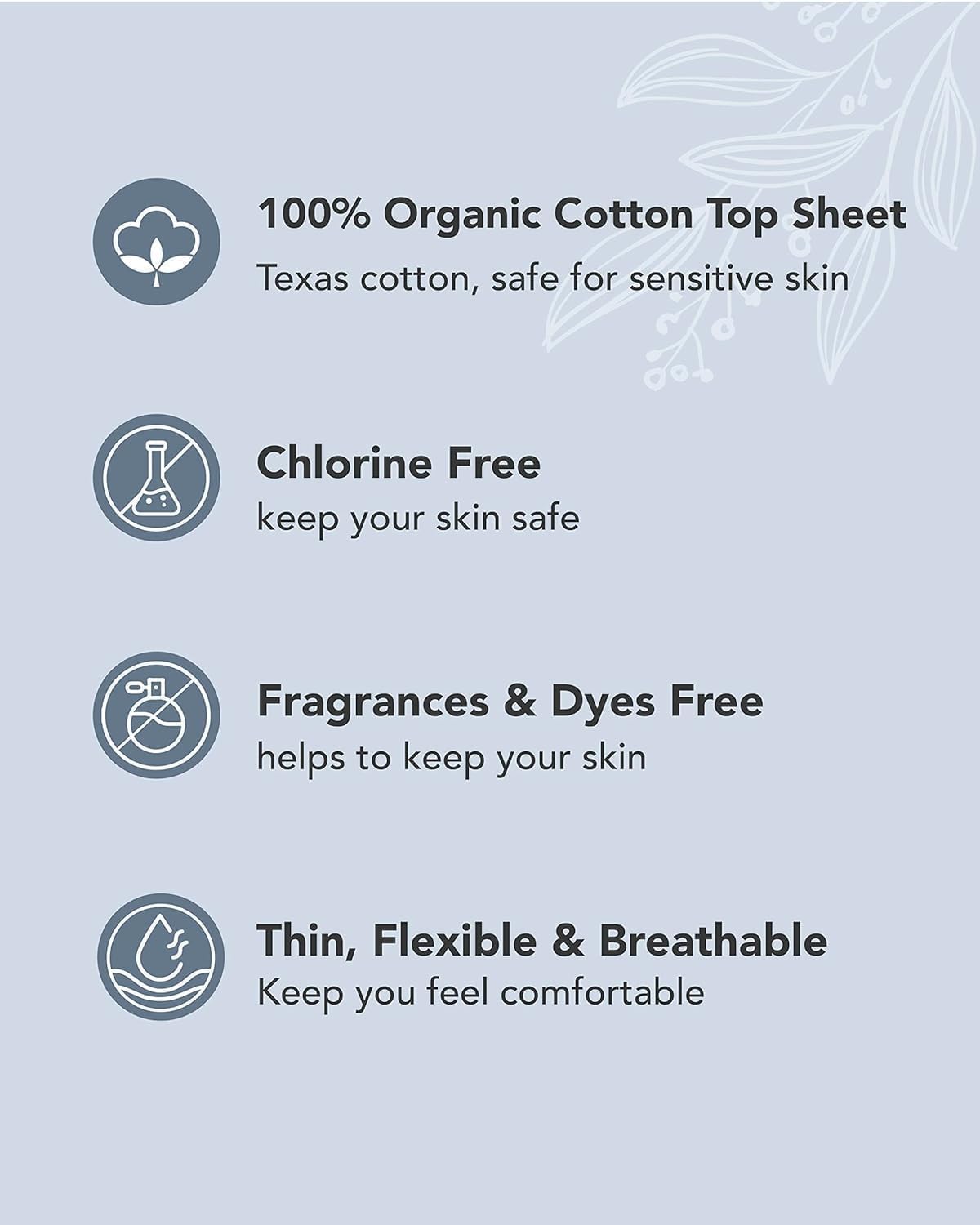 Ultra Thin Organic Cotton Sanitary Pads - Unscented Overnight Protection | 40 Count, Super Absorbent & Soft