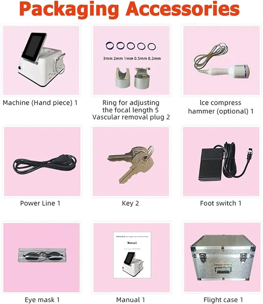 MAHWER 2in 1 Spider Varicose Vein Removal Device with 980NM Probe and Ice Hammer, 15ms-100ms Pulse Output and 650nm Indicating Light Wavelength, for Home Salon