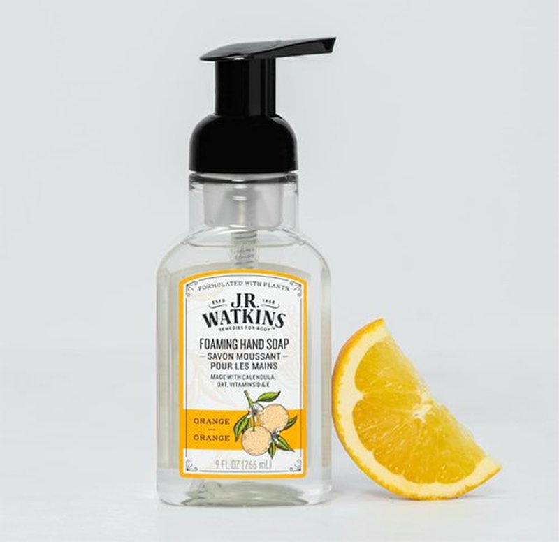 J.R. Watkins Foaming Hand Soap Pump with Dispenser, Moisturizing All Natural Hand Soap Foam, Alcohol-Free, Cruelty-Free, USA Made, Use as Kitchen or Bathroom Soap, Orange, 9 fl oz, 3 Pack