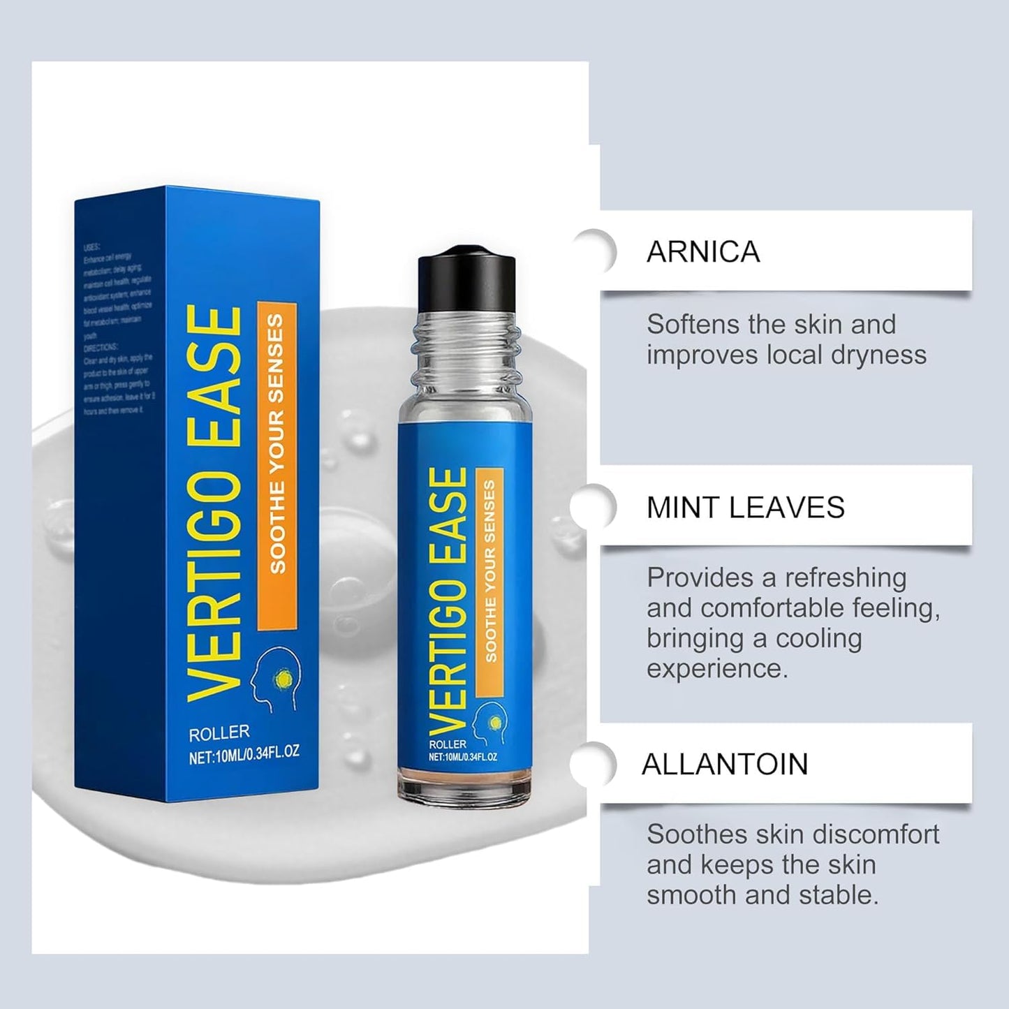 KITABIO Vertigo Ease Roll On | Soothing Roll-On for Head Comfort - Essential Oil Blend to Relief Feelings of Dizziness & Promote Relaxation - Portable - 1pc / 10ml