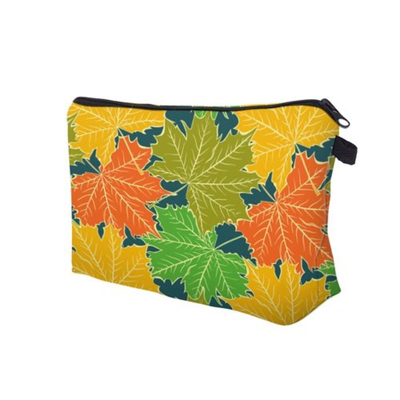 LOOMILOO Travel Makeup Bag Small, Toiletry Pouch Adorable Roomy Travel Water Resistant Cosmetic Purse Accessories Organizer Women Gift(Maple Leaf 55539)