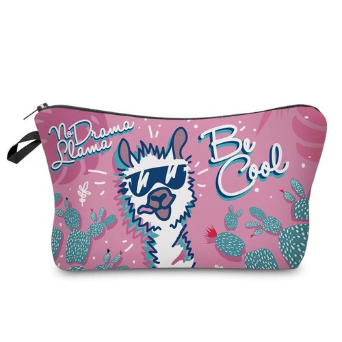 LOOMILOO Cosmetic Bag for Women, Adorable Roomy Makeup Bags Travel Water Resistant Toiletry Bag Accessories Organizer Liama Gifts (Cool Liama 51442)