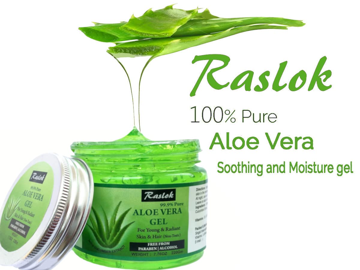 Raslok Aloe Vera Gel | Pure & Natural Aloe Gel | For Moisturizing Face Skin & Hair Care | Durable Moisturizing Hydrating Soothing Non-Sticky - 13 oz - 370gm (Cucumber)