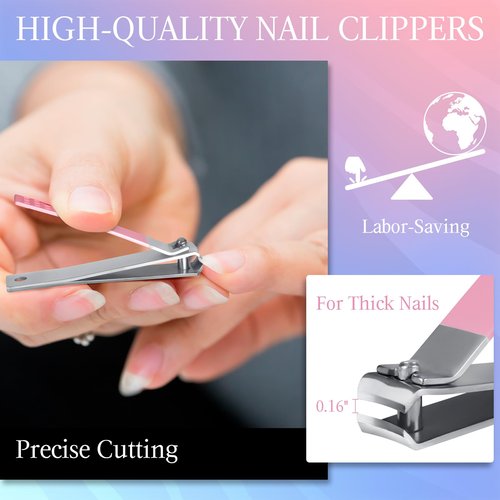 Precision Tweezers Nail Clippers Kit for Facial Hair, Lashes - Travel Case Included