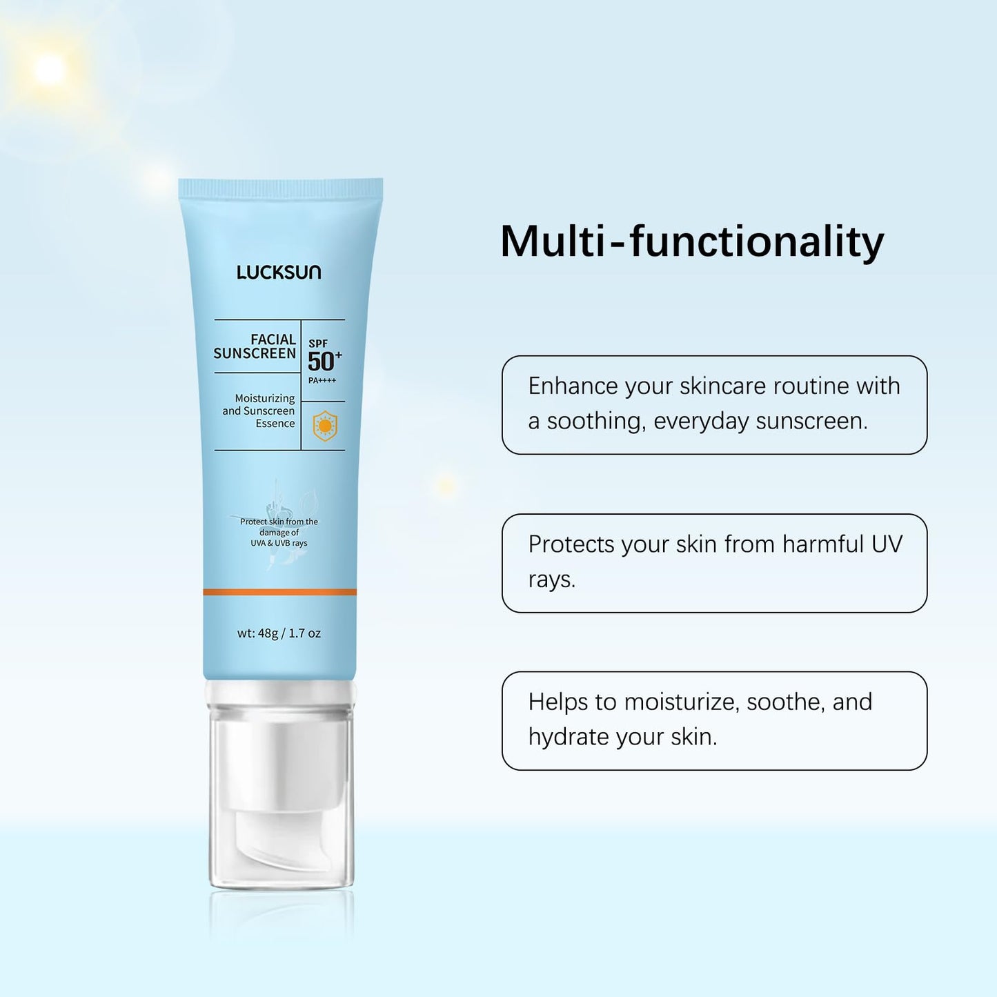Tinted Sunscreen for Face, Broad Spectrum UVA/UVB SPF 50+++ Protection, Water-Resistant, Lightweight & Non-Greasy for Facial & Body, Travel Size Sunscreen, Daily Protection, 2 Pack