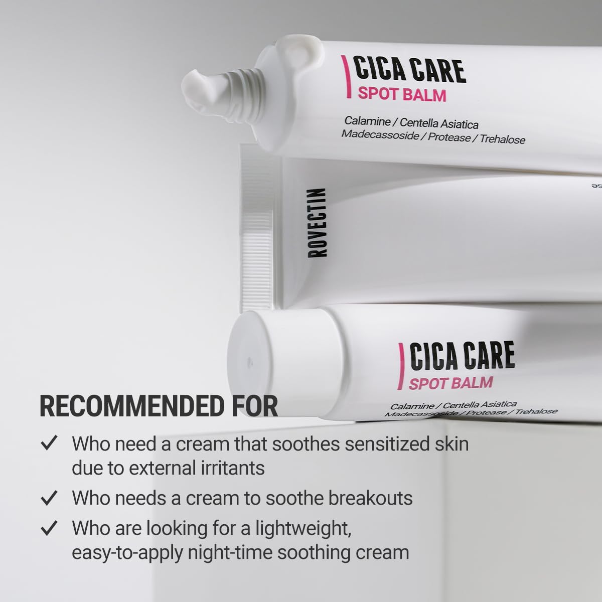 ROVECTIN Cica Care Face Balm - Immediate Redness Relief Face Moisturizer for Acne Prone, Sensitive Skin | Spots, Scar Reducing with Calamine and Madecassoside | Vegan, Korean Skincare(1.4 fl oz)