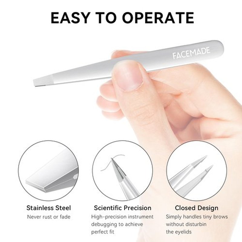 2 Pack Tweezers- Professional Stainless Steel Tweezers for Men and Women, Precision Eyebrow Tweezers for Facial Hair, Chin, and Ingrown Hair Removal (Silver)
