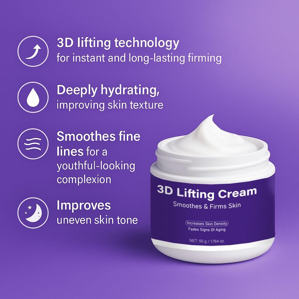 Euhrceudy 3D Lifting Cream - Anti-Aging Cream - Smoothes Skin, Firms Elasticity, Enhances Skin Density - For Facial and Neck Wrinkles 1.7 fl oz