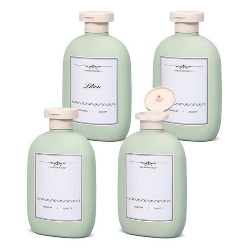 UMETASS 8.8 oz Plastic Travel Shampoo Bottles, Empty Plastic Squeeze Bottles with Flip Cap for Toiletries, Leakage-proof Travel Shampoo and Conditioner Bottles (4 pack, Green)