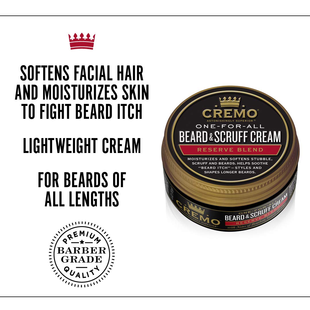 Cremo Distiller's Blend Beard & Scruff Cream - 4 oz | Soothes Itch & Light Hold Styling